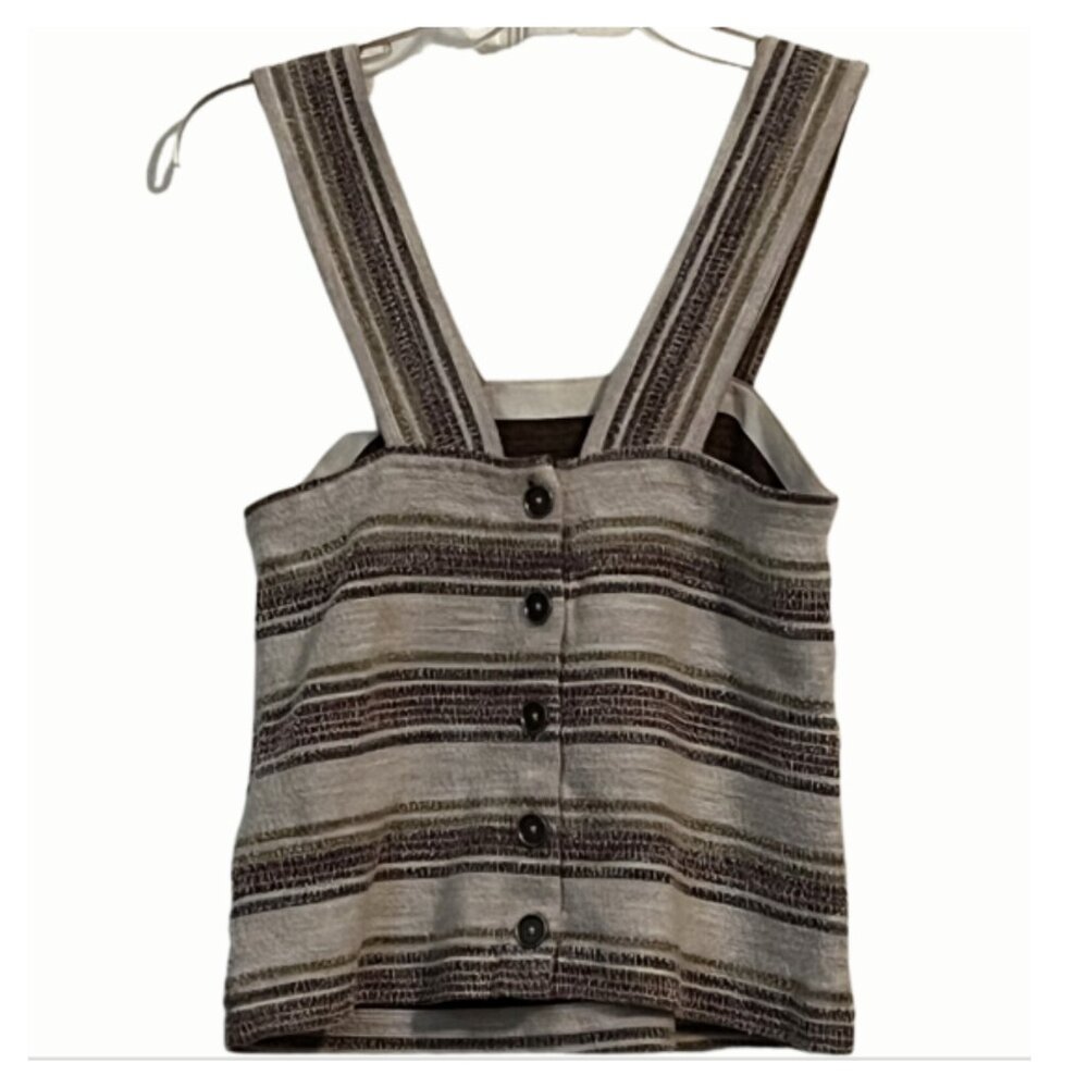 Madewell Woman Apron Button Front Tank Top Striped Textured Nubby Cotton